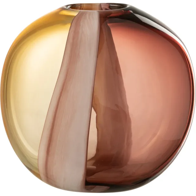 J-Line vaas Arun - glas - bruin/geel - small - Ø 11.5 cm Multi