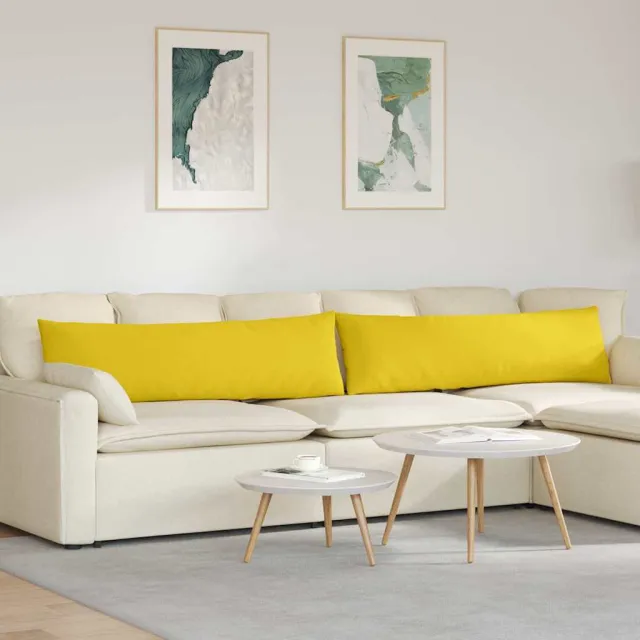 vidaXL Sofa Kussens 2 st Stof Lichtgeel 145 x 40 cm
