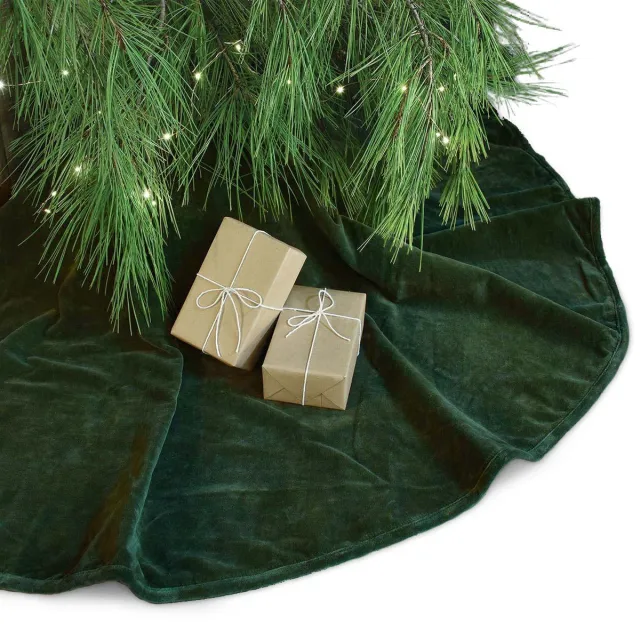 Unique Living Kerstboomrok - velvet donkergroen - D120 cm - polyester - kerstboomkleed - rok voor kerstbomen