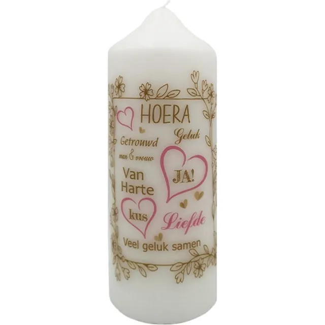 Van Licht Huwelijkskaars Felicitatie Bruiloft Cadeau Kaars Hoera Getrouwd Wit