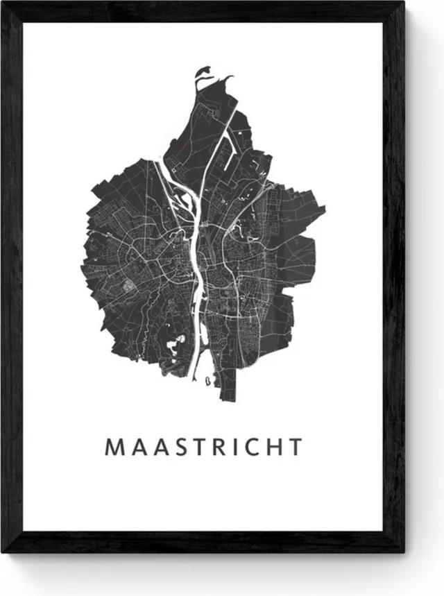 Kunst in Kaart Maastricht - Ingelijste Stadskaart Poster Wit