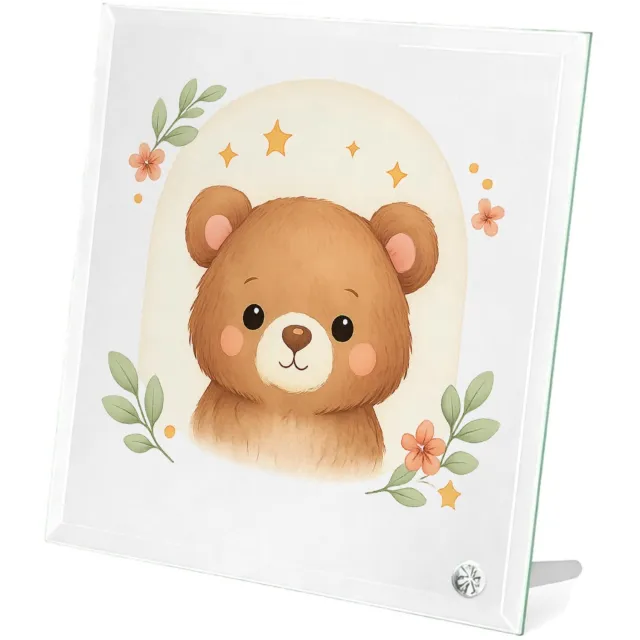 Mr Cadeautjes Glasframe 20 x 20 - design Rustige bosvrienden in zachte boogvormen | cadeau Wit