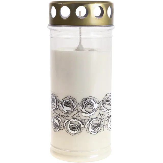 Viana Grafkaars witte rozen zilver rouwlicht Ø7cm H18cm 77h