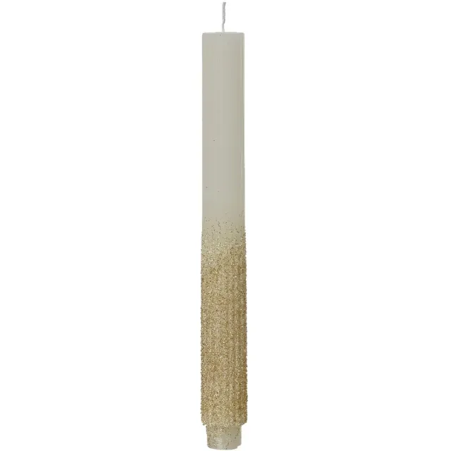 Kaemingk BV Kaemingk Stompkaarsen Wolwit Goud Glitter Ø 2,8 x 26,5 cm Set 2