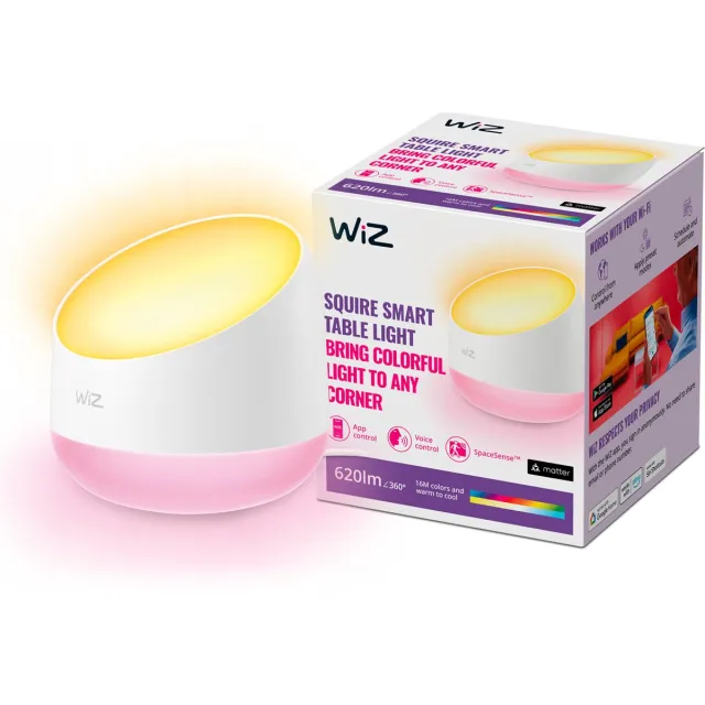 WiZ Tafellamp Squire - Gekleurd en Wit Licht - Slimme LED Verlichting - Modern Design - Wi-Fi Transparant
