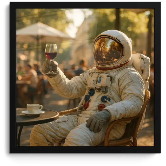 FrameYourWall Poster in lijst - Fotolijst 40x40 cm - Posters - Wijn - Rood - Terras - Koffie - Posterlijst zwart - Decoratie - Wanddecoratie woonkamer - Muurdecoratie slaapkamer
