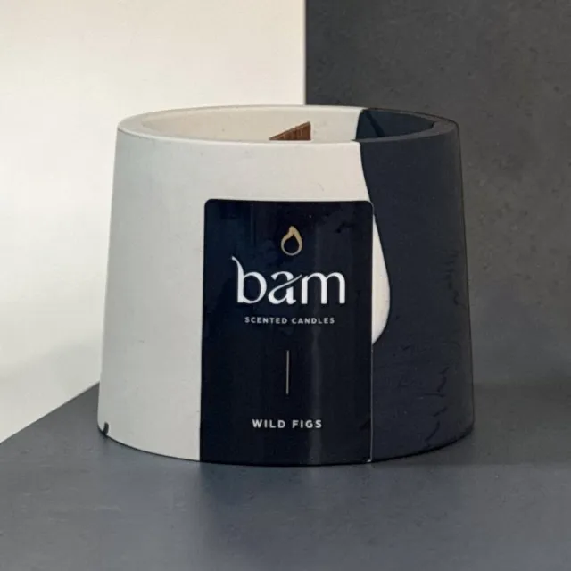 Bam Kaarsen Wild Figs Geurkaars – Cone Collectie – Houten Wiek – Zwart-Wit Handgemaakt Potje – 100 g – 30 Branduren - wilde vijgen zwart wit