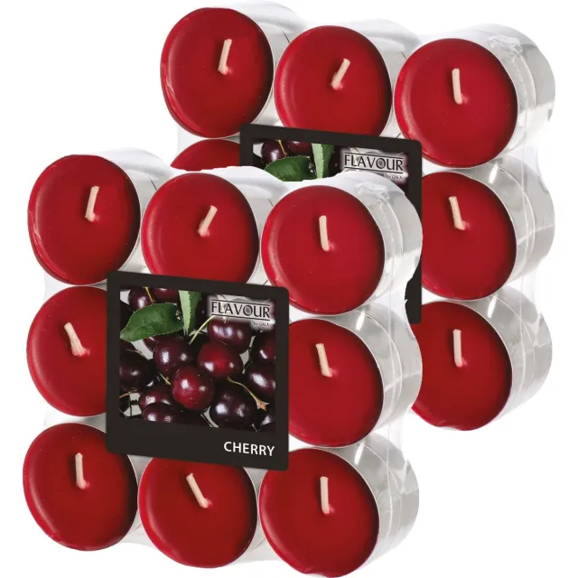 Conpax Candles Geur theelichtjes/waxinelichtjes - 36x - Cherry aroma - 4,5 branduren Kersenrood