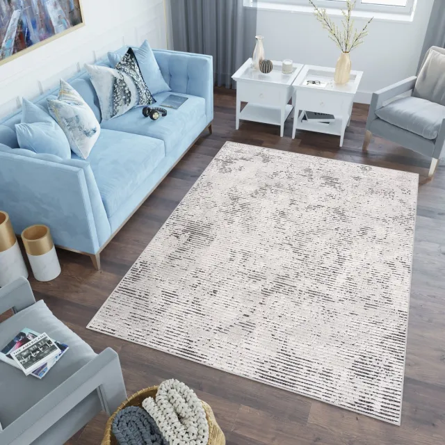 Tapiso Lotus Vloerkleed Antraciet Lijnen Woonkamer Laagpolig Tapijt Maat- 140x200 Antraciet 4