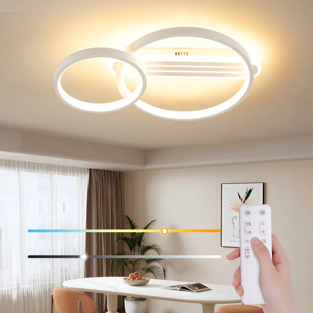 Amdelne LED Plafondlamp - 360° Draaibaar DIY Design - Wit 50 cm - 36W - Dimbare Plafonnière met Afstandsbediening - Nachtlamp Modus - Woonkamer & Slaapkamer