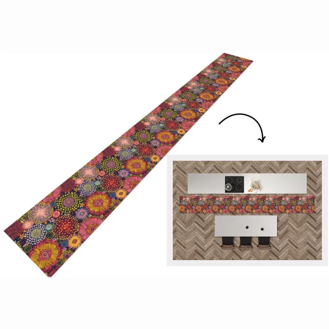 KitchenYeah Keukenloper - Keukenmat - Bloemen - Patroon - Lijn - Keuken vloerkleed Multicolor