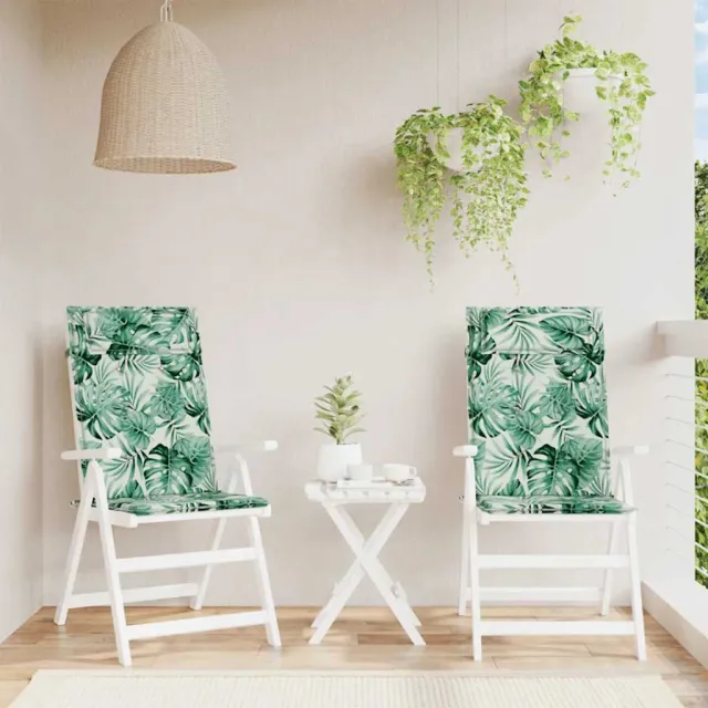 vidaXL Stoelkussens 2 st hoge rug bladpatroon oxford stof Groen