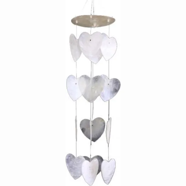 Phoenix Import Mani Bhadra Windmobiel - Witte Hartjes - Capiz Schelp - 35cm