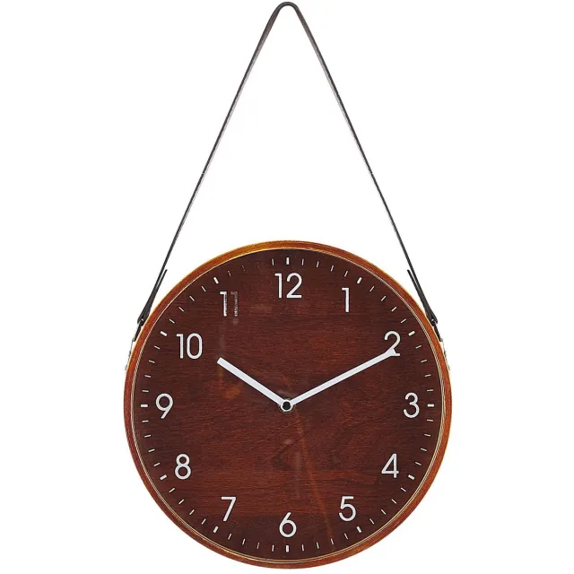 Beliani RENENS - Wandklok - Donkere houtkleur - MDF Bruin