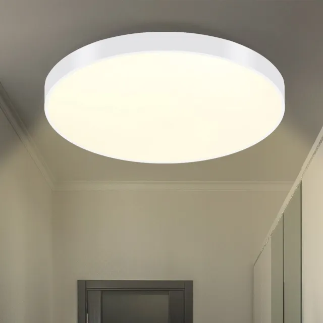 NETTLIFE Plafondlamp LED - 21 cm - Wit - 3000K Warm wit Licht - rond - IP44 Plafondverlichting - 12W - voor Keuken | Badkamer | Gang | Woonkamer | Slaapkamer