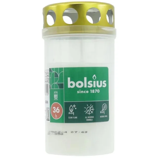Bolsius grafkaars - 11 cm - Wit - Kunststof pot met metalen deksel