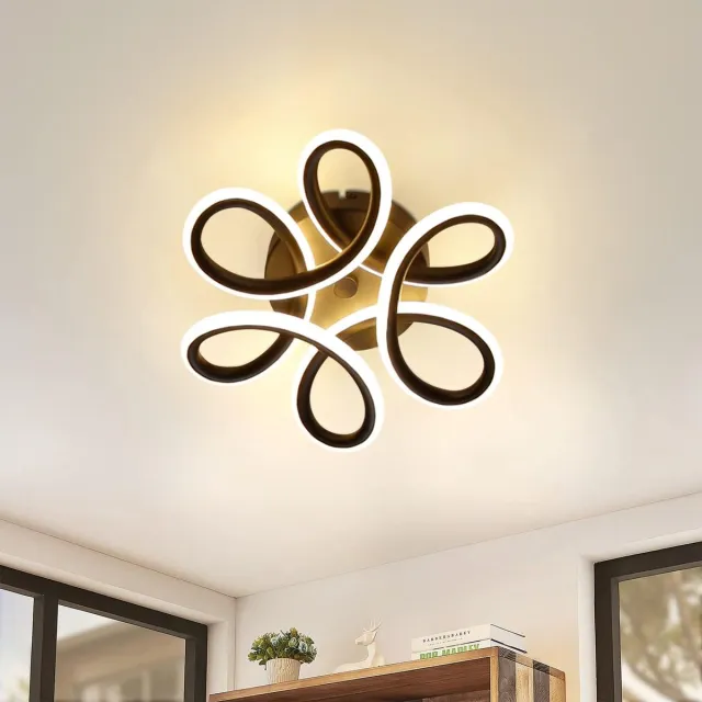 Glitzerlife Plafondlamp - Moderne LED Hoofdverlichting - Led-Plafondlamp Warm Wit - 26 W 3000K -Oogvriendelijk Flikkervrij - IJzer Aluminium - Ø26cm - Zwart