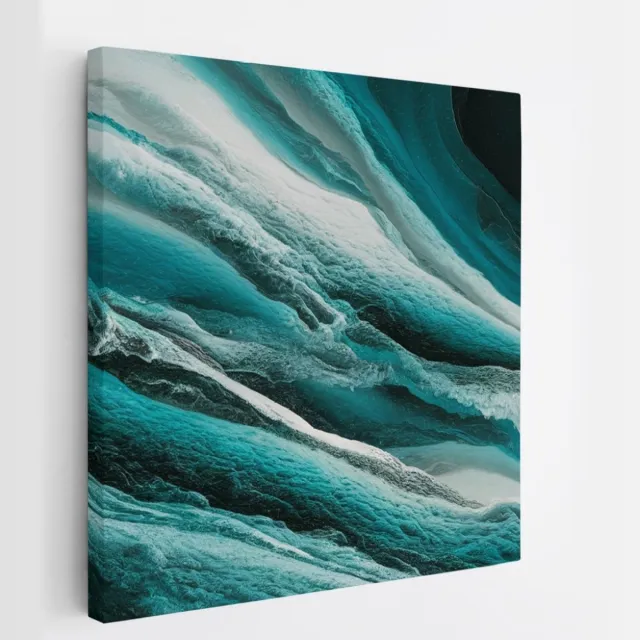 Saammp Canvas Schilderij - Turqoise - Abstract - 20x20 - Foto op canvas - Wanddecoratie - Muurdecoratie Woonkamer - Slaapkamer decoratie - Canvas Print Multicolor
