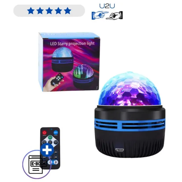 LEAN TOYS LED Sterren Projector Sterrenhemel Nachtlamp RGB Met Afstandsbediening Muziekmodus 360° Rotatie Met Ebook Zwart