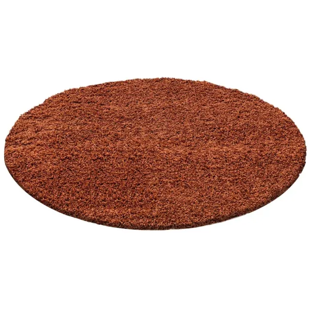 Dutch XXL Rond Hoogpolig Vloerkleed | Tapijt | Shaggy | Life | Uni | Terracotta | 200x200 cm