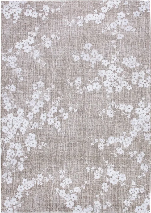 Louis de Poortere Wasbaar Binnen & Buiten Vloerkleed - Louis De Poortere Sakura Morning Mist - Laagpolig Tapijt - Gerecycled PET - Made in Belgium - Circulair Blauw