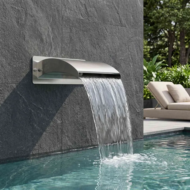 vidaXL Zwembadwaterval met LED Roestvrij staal 304 30 x 9 x 26 cm zilver