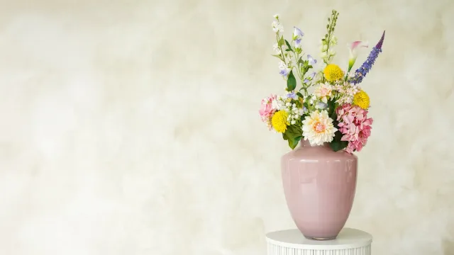 Fan of Flowers Bella – Zijden Boeket Bloemen – Kunstbloemen Veldboeket – Roze, Geel, Lila & Paars – 85 cm – Real-Touch Nepbloemen