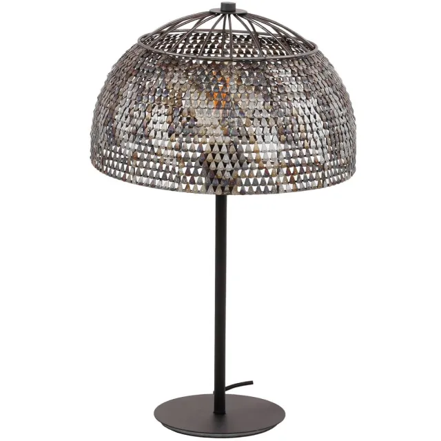 Nest of Nora Tafellamp Silan - Metalen draadkap - E27 - Zwart bruin Walnoot bruin