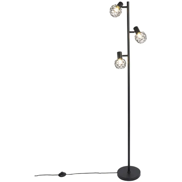 QAZQA mesh - Moderne Vloerlamp | Staande Lamp - 3 lichts - H 150 cm - Zwart - Woonkamer | Slaapkamer | Keuken