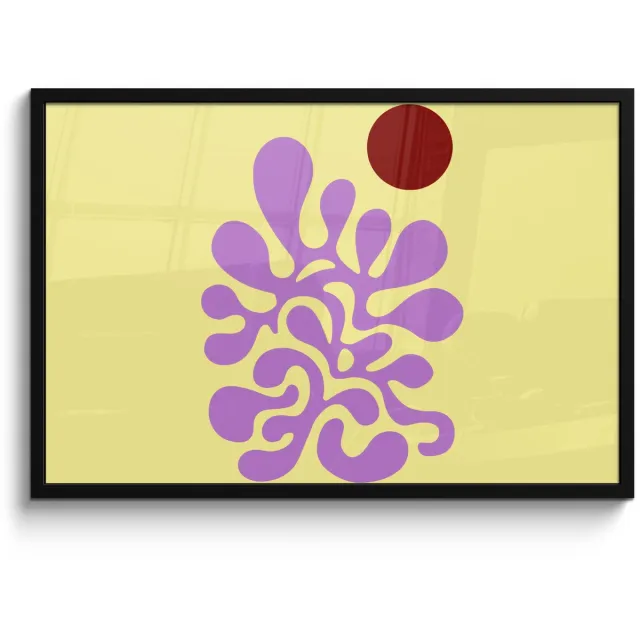 FrameYourWall Poster in lijst - Fotolijst 90x60 cm - Posters - Koraal - Cirkel - Abstract - Geel - Posterlijst zwart - Decoratie - Wanddecoratie woonkamer - Muurdecoratie slaapkamer