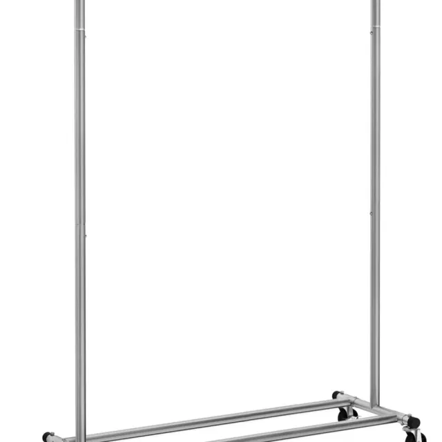 Songmics kledingrek op wielen, kapstok, uitschuifbare kledingroede, belastbaar tot 90 kg, eenvoudig te monteren, transporteerbaar, duifgrijs Zilver
