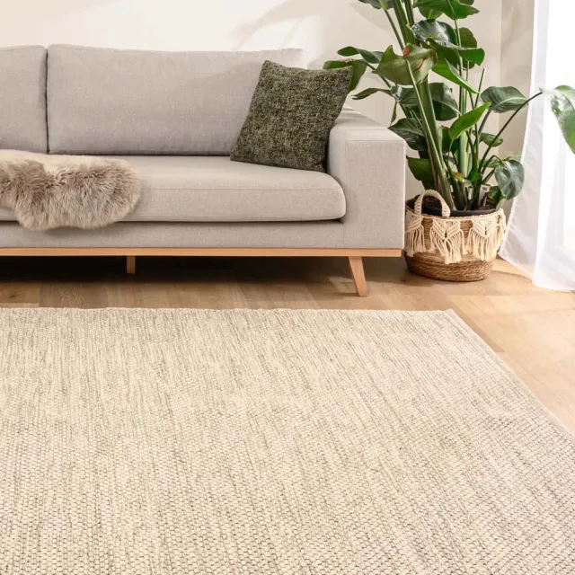 Nordic Weavers Wollen vloerkleed - Odda wit/taupe 160x230
