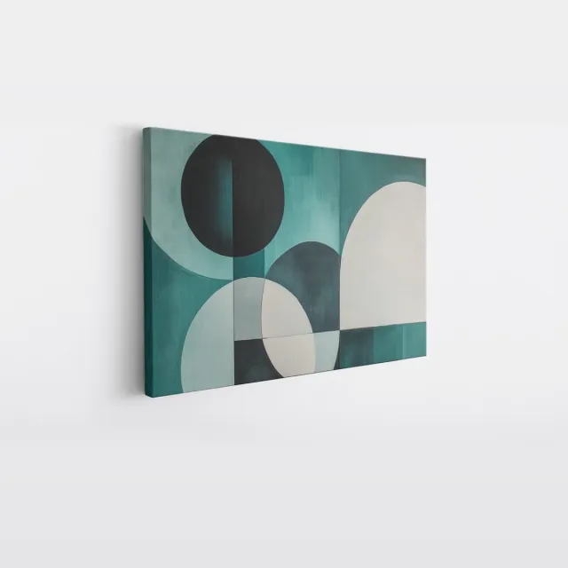Saammp Canvas Schilderij - blauw cirkelvormig - Abstract kunstwerk - 40x30 - Foto op canvas - Wanddecoratie - Muurdecoratie Woonkamer - Slaapkamer decoratie - Canvas Print Multicolor