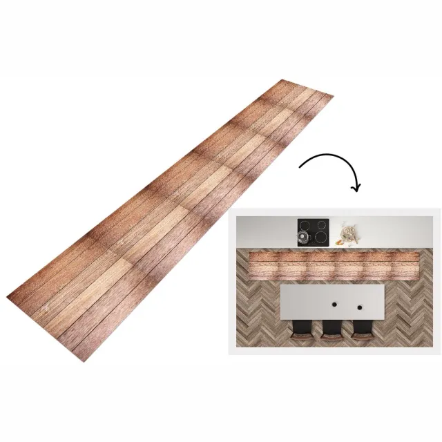 KitchenYeah Keukenloper 300x50 cm - Keukenmat vinyl Eikenhout - Planken - Patronen - Keukenmatten loper - Keuken vloerkleed tapijt