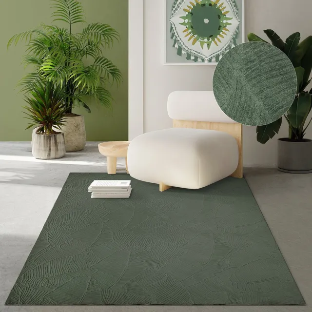 the carpet Rio – tapijt met reliëf design, organisch patroon en antislip rug, forest green 140 x 200 cm bosgreen met organisch patroon