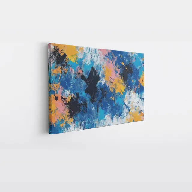 Saammp Canvas Schilderij - Kleurrijke verfspetters - Abstract - 30x20 - Foto op canvas - Wanddecoratie - Muurdecoratie Woonkamer - Slaapkamer decoratie - Canvas Print Multicolor