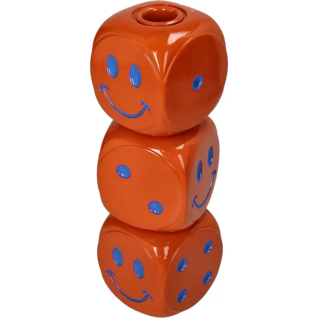 HD Collection Kaarsenhouder Dice Polyresin 7.5x7.5x22.5cm Oranje