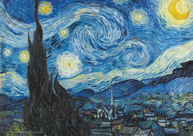 Posterpoint Vincent van Gogh poster - Starry Night - De Sterrennacht - Kunst - 50 x 70 cm blauw