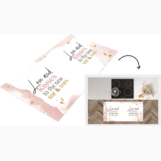KitchenYeah Keukenloper - Loper keuken - Trouwen - 'Love and kisses to the new Mrs & Mrs' - Spreuken - Quotes - Keukenloper vinyl multicolor, foto 2