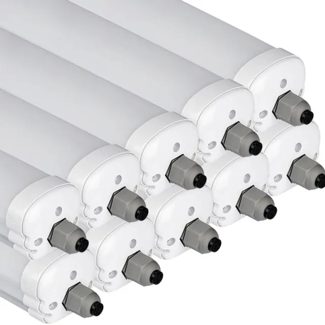 V-TAC Diffuser licht vochtbestendige LED kelderlamp 120cm plafondlamp, 2880lm koel wit 6400K IP65 geschikt voor vochtige en natte ruimtes, set van 8 Grijs