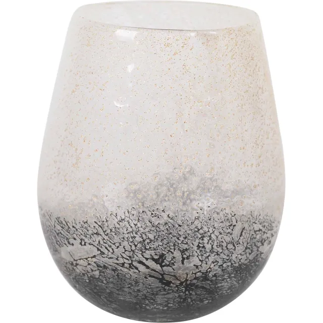 Rasteli Vaas - glas - grijs - D18 x H21,5 cm - Opening 12 cm
