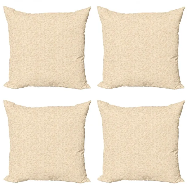 ABAKUHAUS Kussenhoes Set 4x45x45 cm – Dubbelzijdig digitaaldruk – Beige Redwood Beige