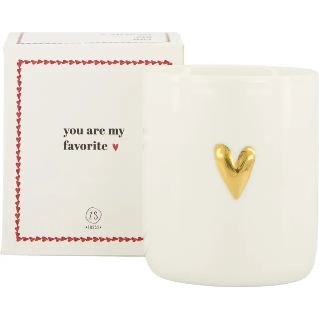 Zusss Geurkaars Keramiek In Doosje Favorite Wit/Rood Keramiek / Paraffine White / Red