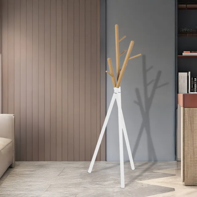 en.casa Kapstok Laerdal kledingrek 172x49x49 cm wit en houtkleurig [en.casa]