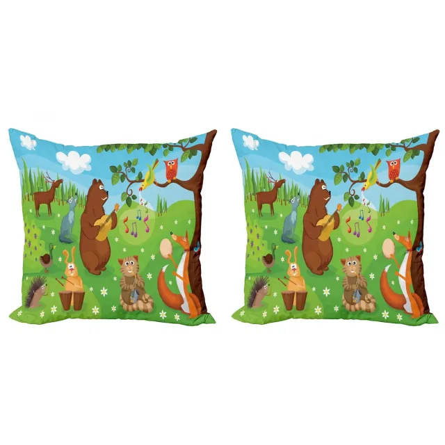 ABAKUHAUS Egel Kussenhoes Set – 2x50x50 cm – Dubbelzijdig bedrukt – Multicolor – Rits Groen