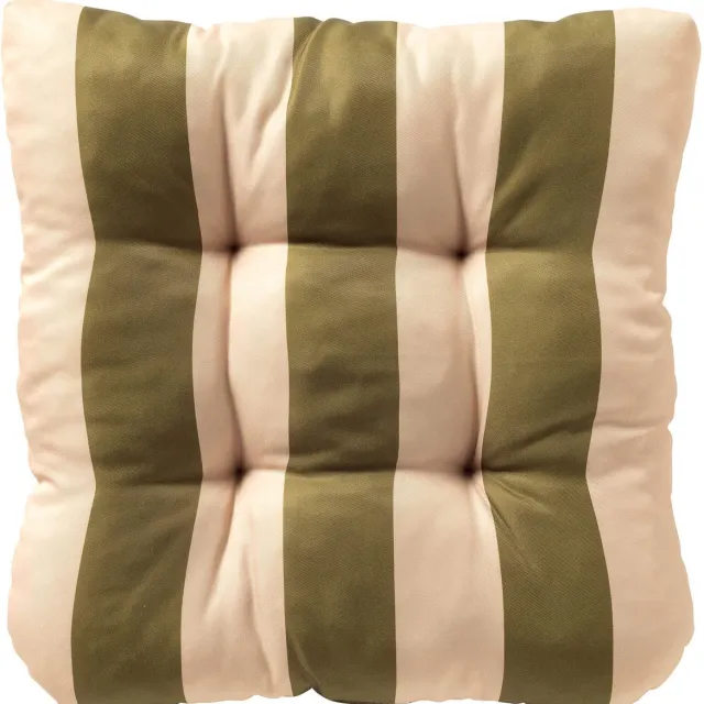 Textino APRIL - stoelkussen 45x45 cm - gestreept - Olive Branch - groen, beige Olijfgroen