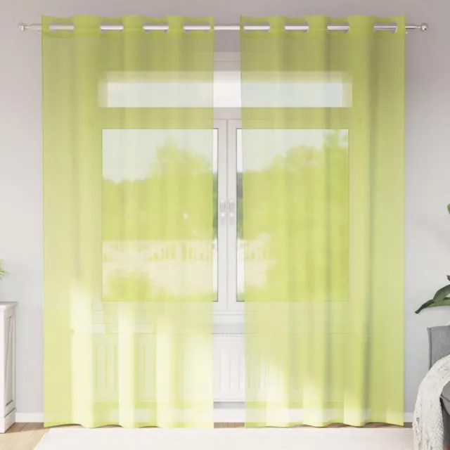 vidaXL Gordijnen voile met doorvoertules 2 st 140x245 cm appelgroen