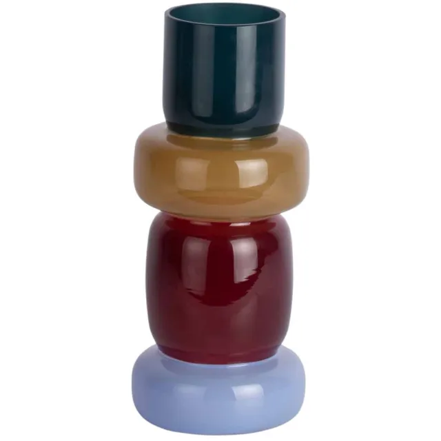 Present Time Vaas Burano - Multicolor - 11.5x11.5x27cm - Glas - Scandinavisch - Bloemenvaas - Woondecoratie - Decoratieve vaas voor woonkamer of slaapkamer
