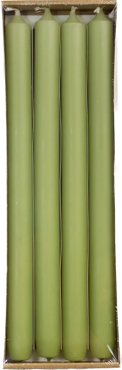 Rustik Lys Lange dinerkaarsen 'Mat' (Olive, Ø 2.1 x 29cm, set van 4) Groen