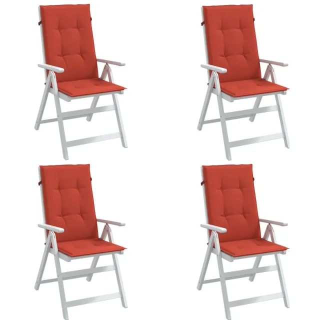 vidaXL Stoelkussens 4 st hoge rug 120x50x4 cm stof gemêleerd rood